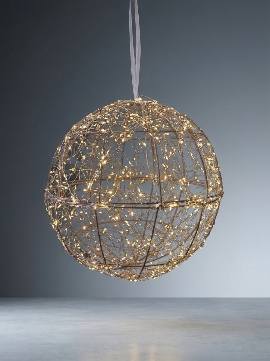 Light-Up Gold Sphere Christmas Decoration
