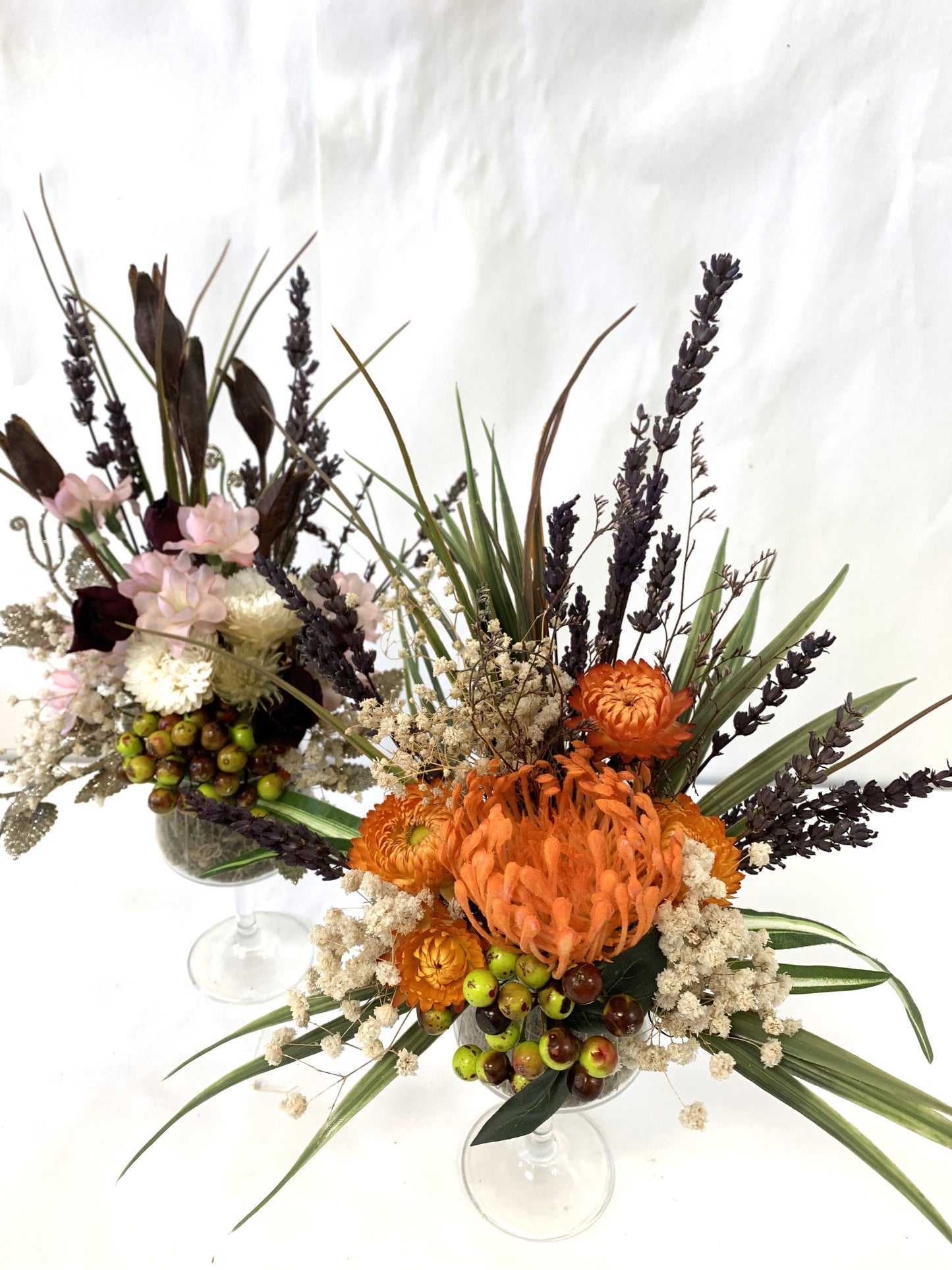 Bright Dried Arrangements in glass (Small)
