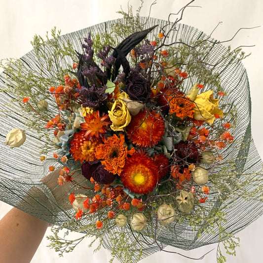 Large Dried Flowers in Orange and Yellow
