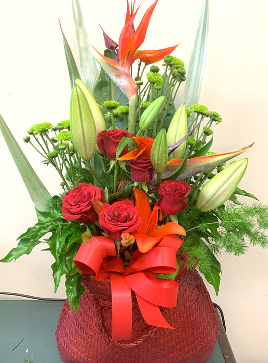 Red Kete Bag of Florals