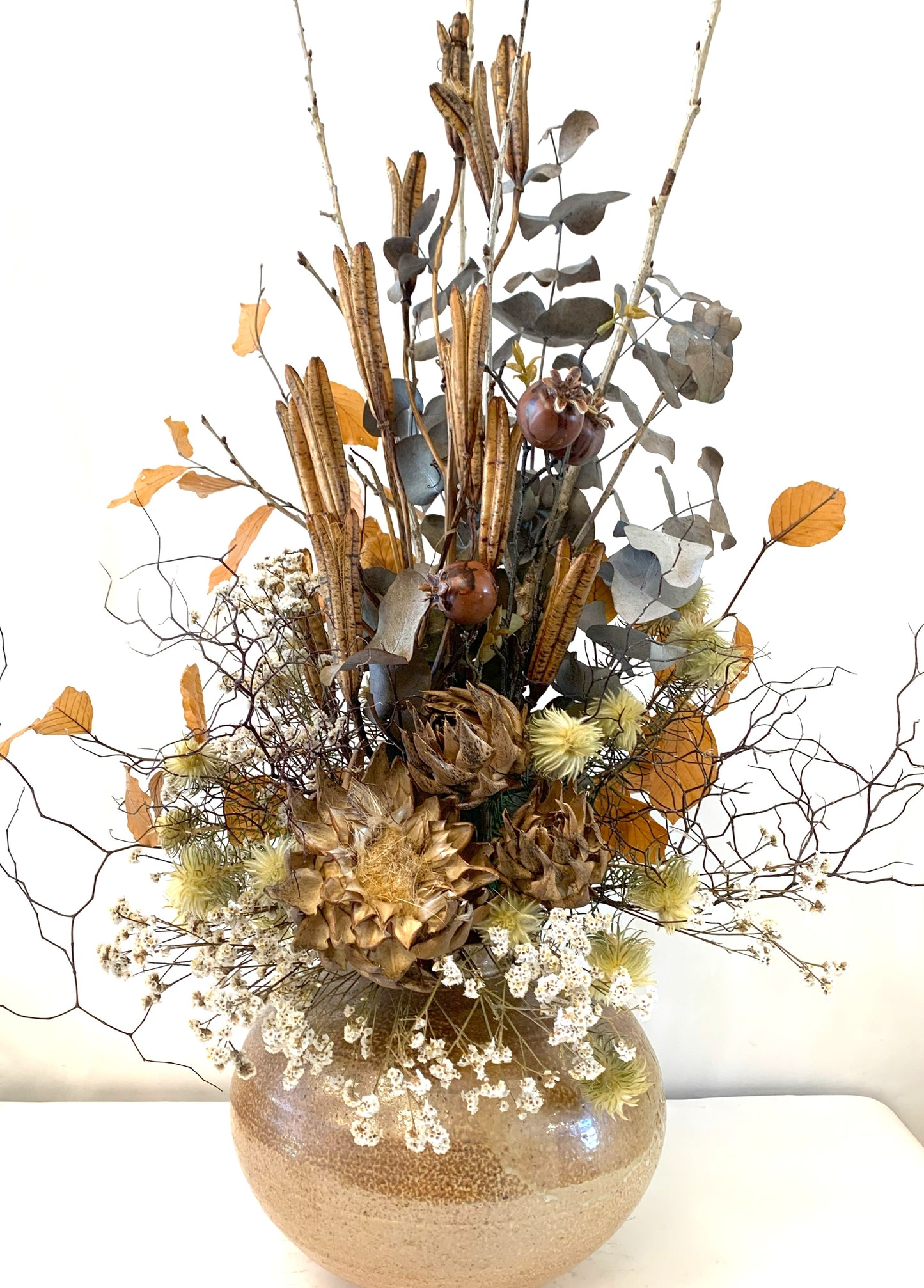 Large Natural Dried Arrangement in Pottery Pot
