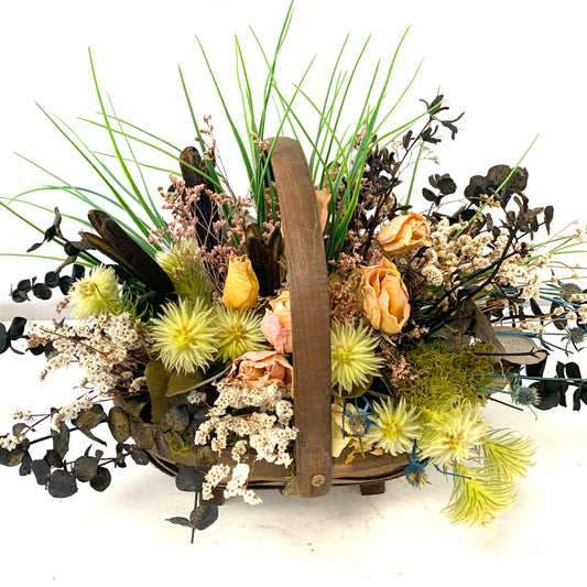 Soft pink, brown and black basket