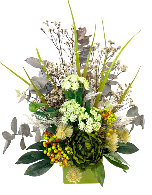 Green Dried Arrangement in Pot