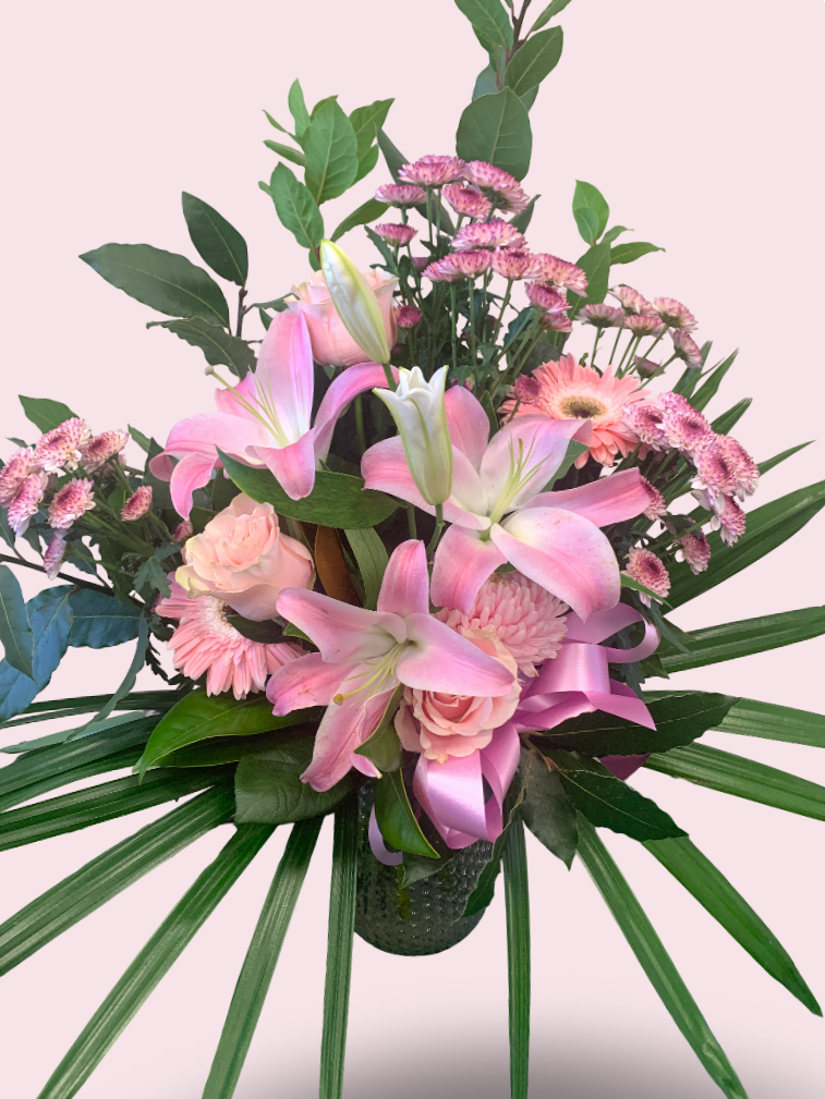 Pink Lily & Rose Vase Arrangement