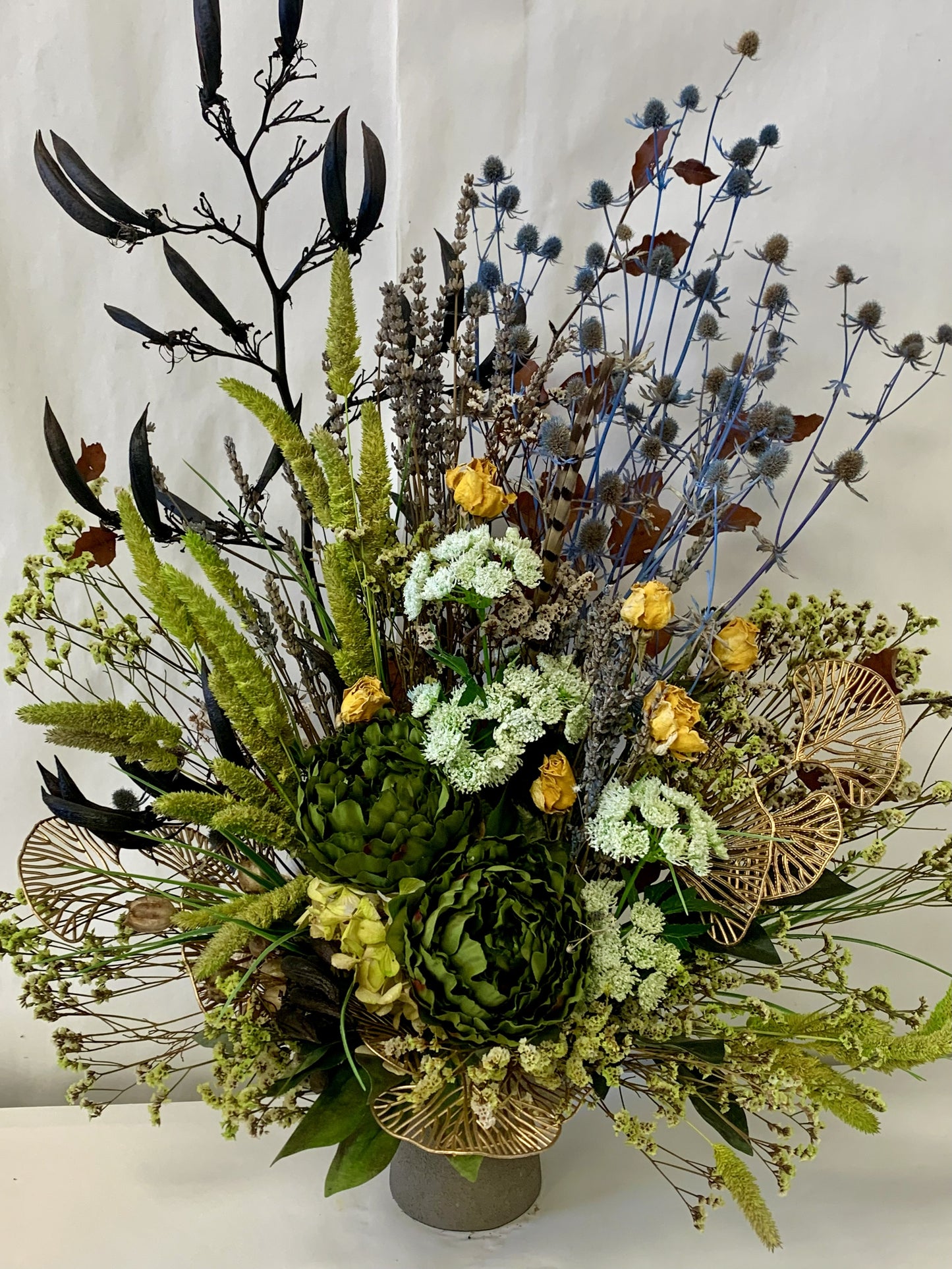 Green and Gold Dried Arrangement