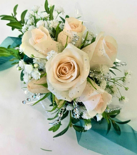 Peach & Cream Wrist Corsage