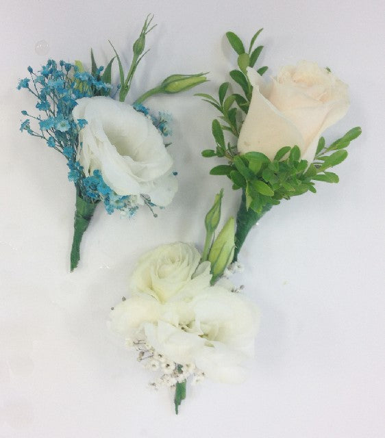 Buttonholes, School Ball, Wrist Corsage, Wedding, Groom, Mini roses