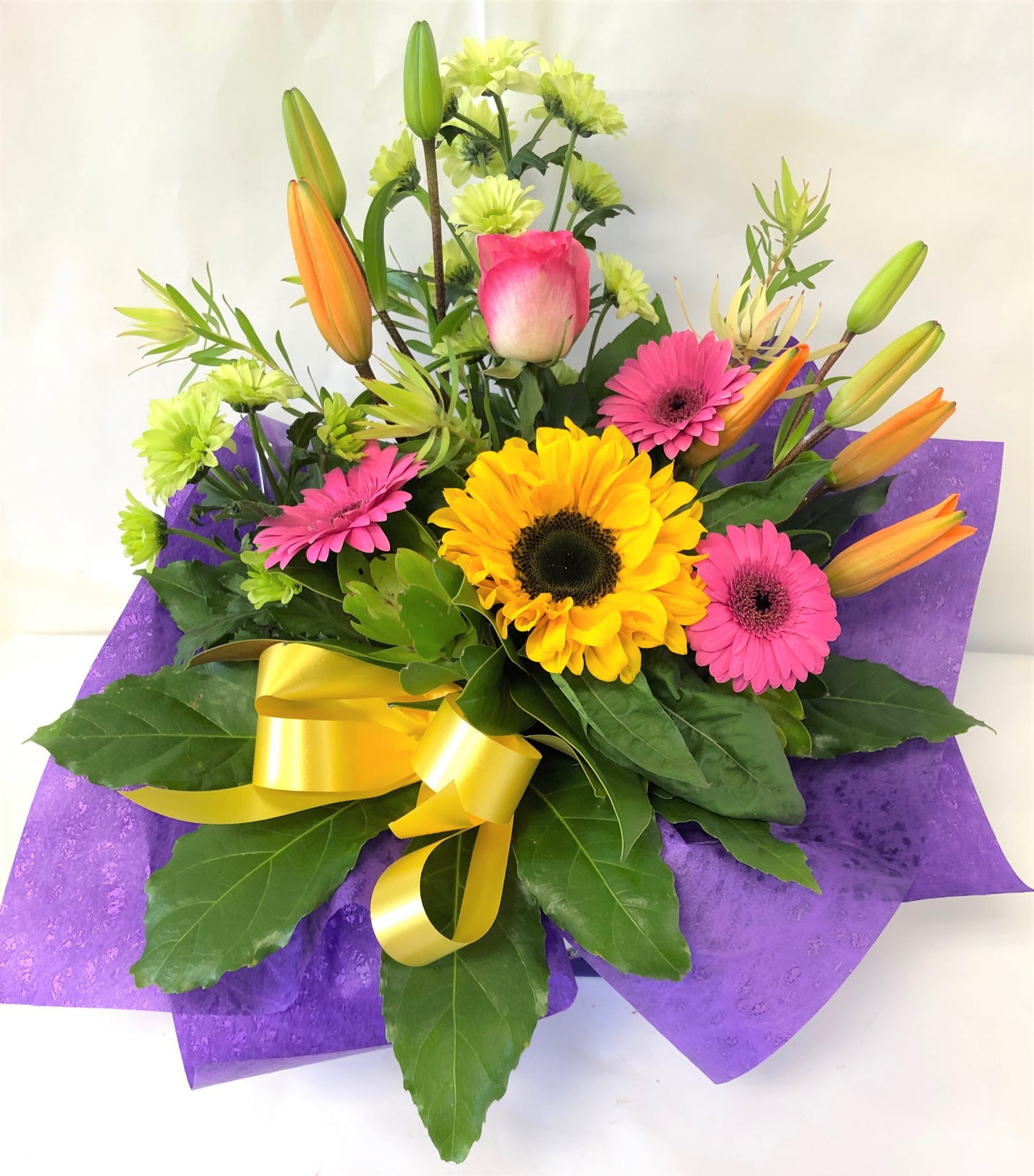 Bright sunflowers and gerberas, Mothers day, Valentines day, Christmas, Anniversary, Christmas, bouquets,