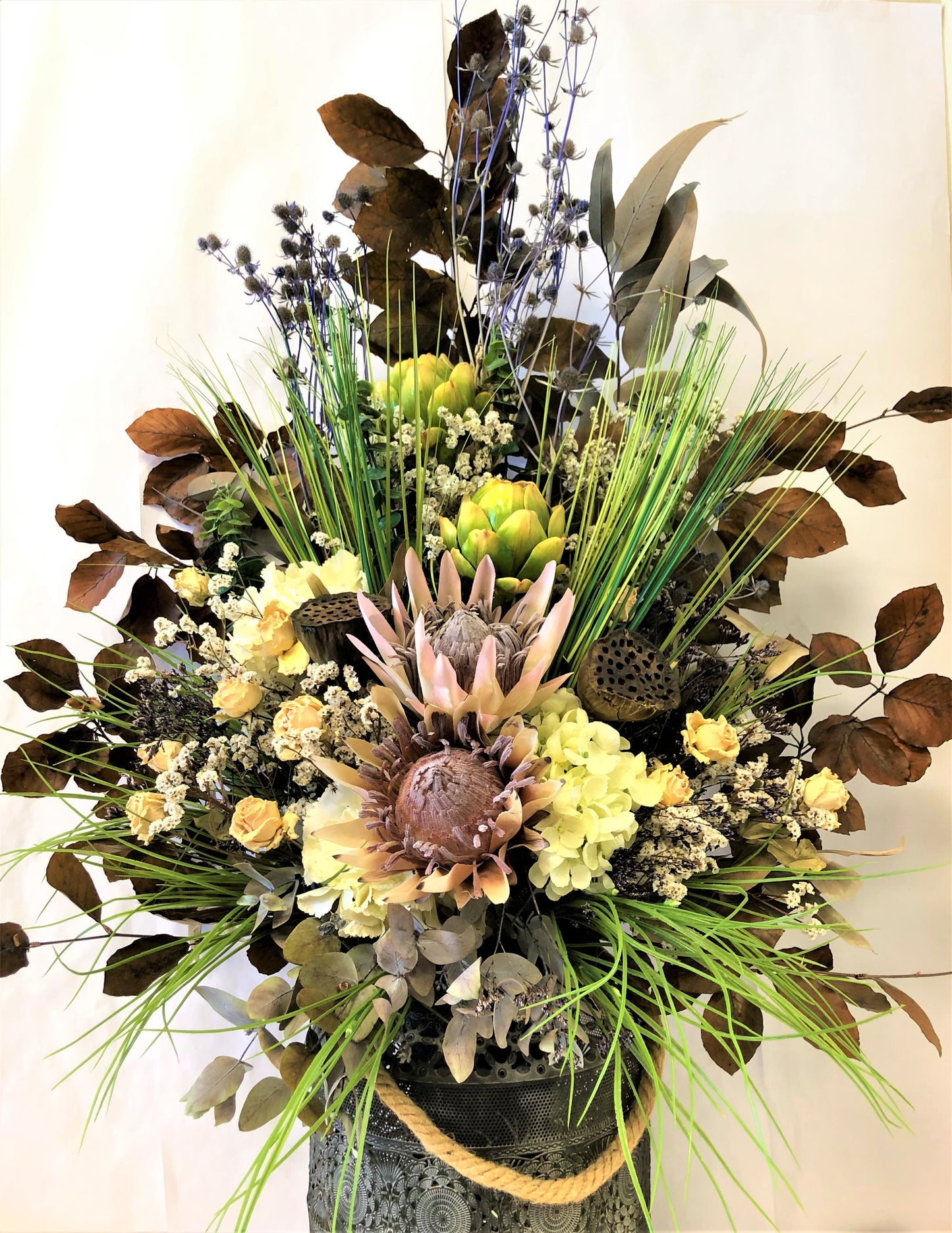 Bronze Filigree with Dried Arrangement