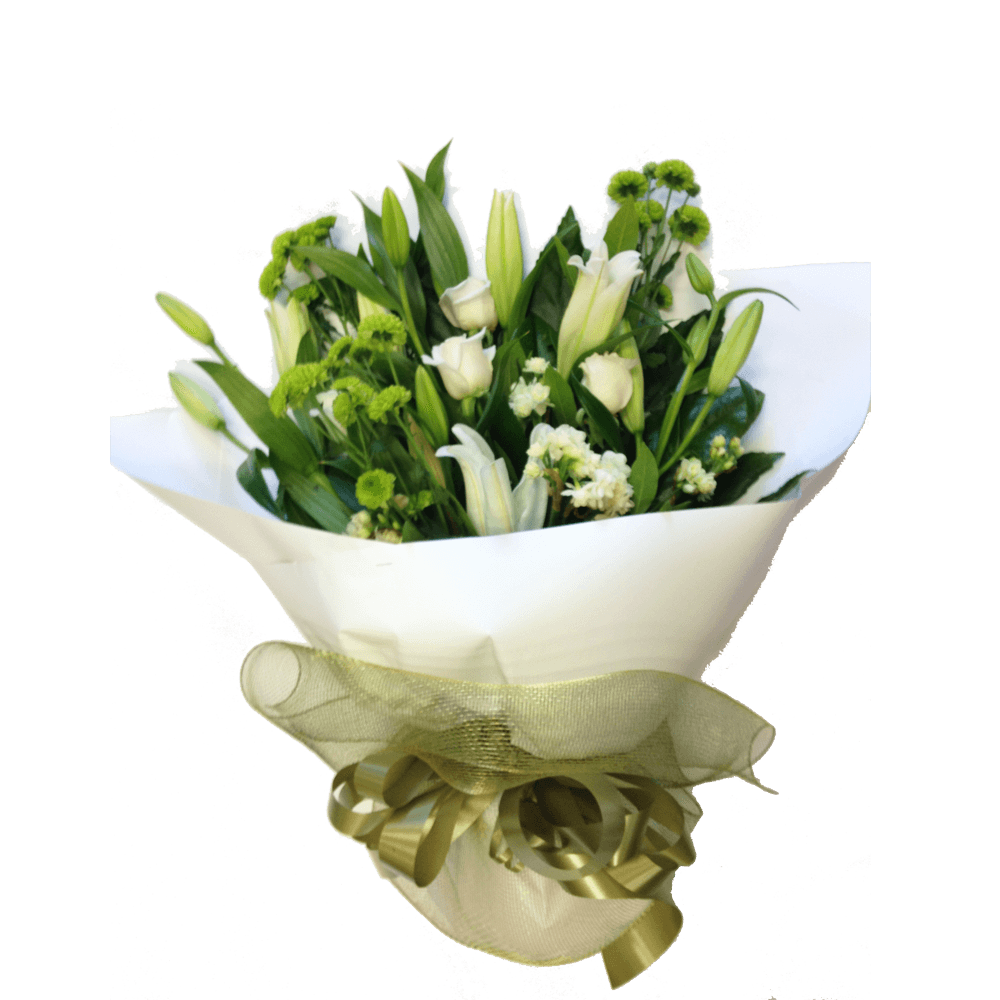 White Hand tied Bouquet, Anniversary, Birthday, Bouquets, Sympathy flowers,