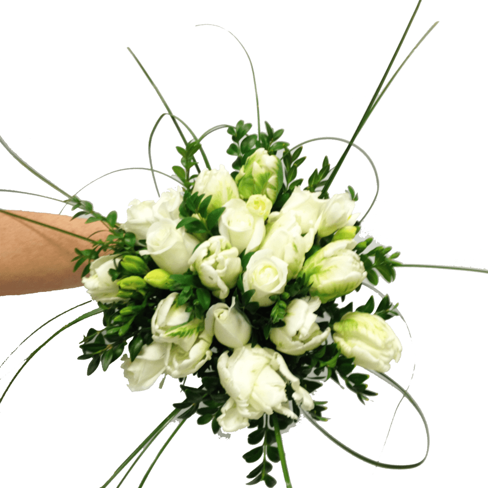 Hand-tied roses with tulips with freesias, Wedding, Bride, Bridesmaid, Wedding celebration, Wedding flowers