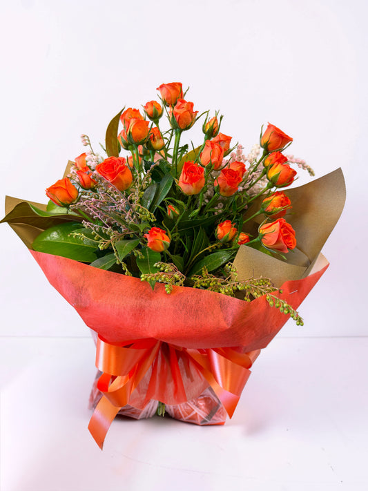 Orange Spray Rose Hand-Tied Bouquet