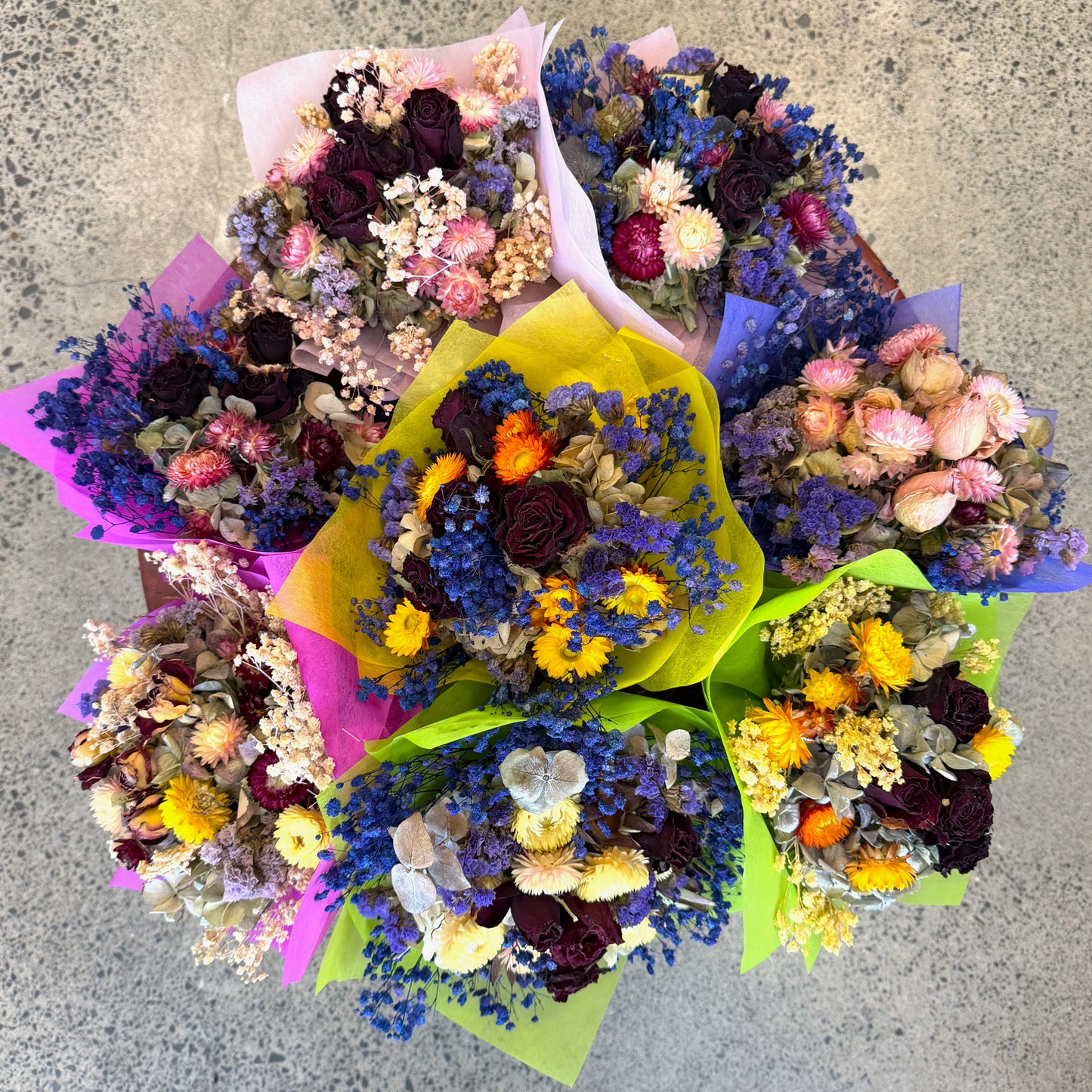 Bright Dried Posies Mixed colours
