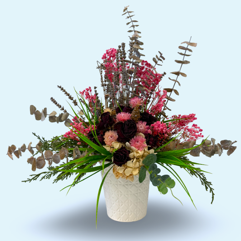 Dried Flower Arrangement in Ceramic Vase
