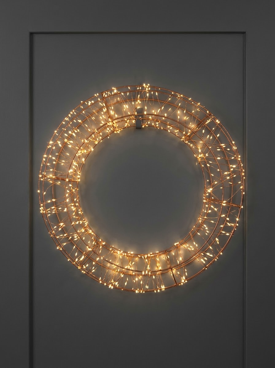 Light-Up Gold Round Christmas Door Wreath