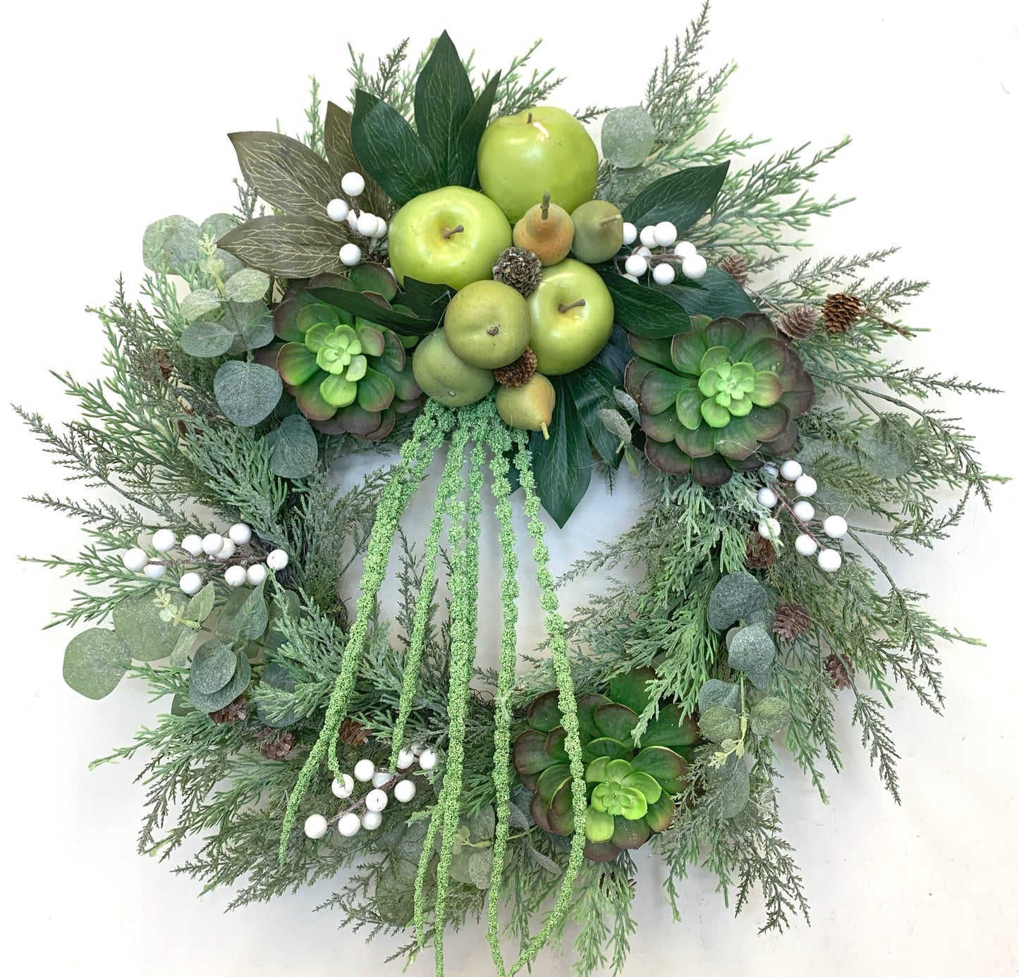 Bright Green Wreath with Apples