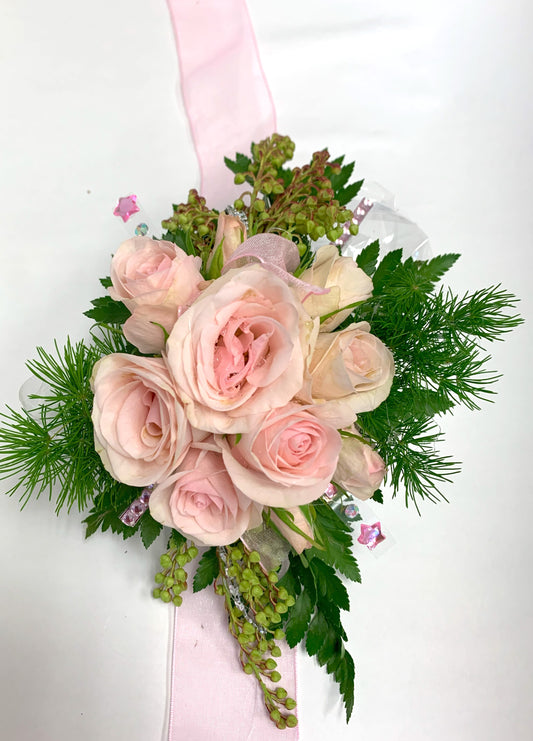 Pink Wrist Corsage Mini Roses