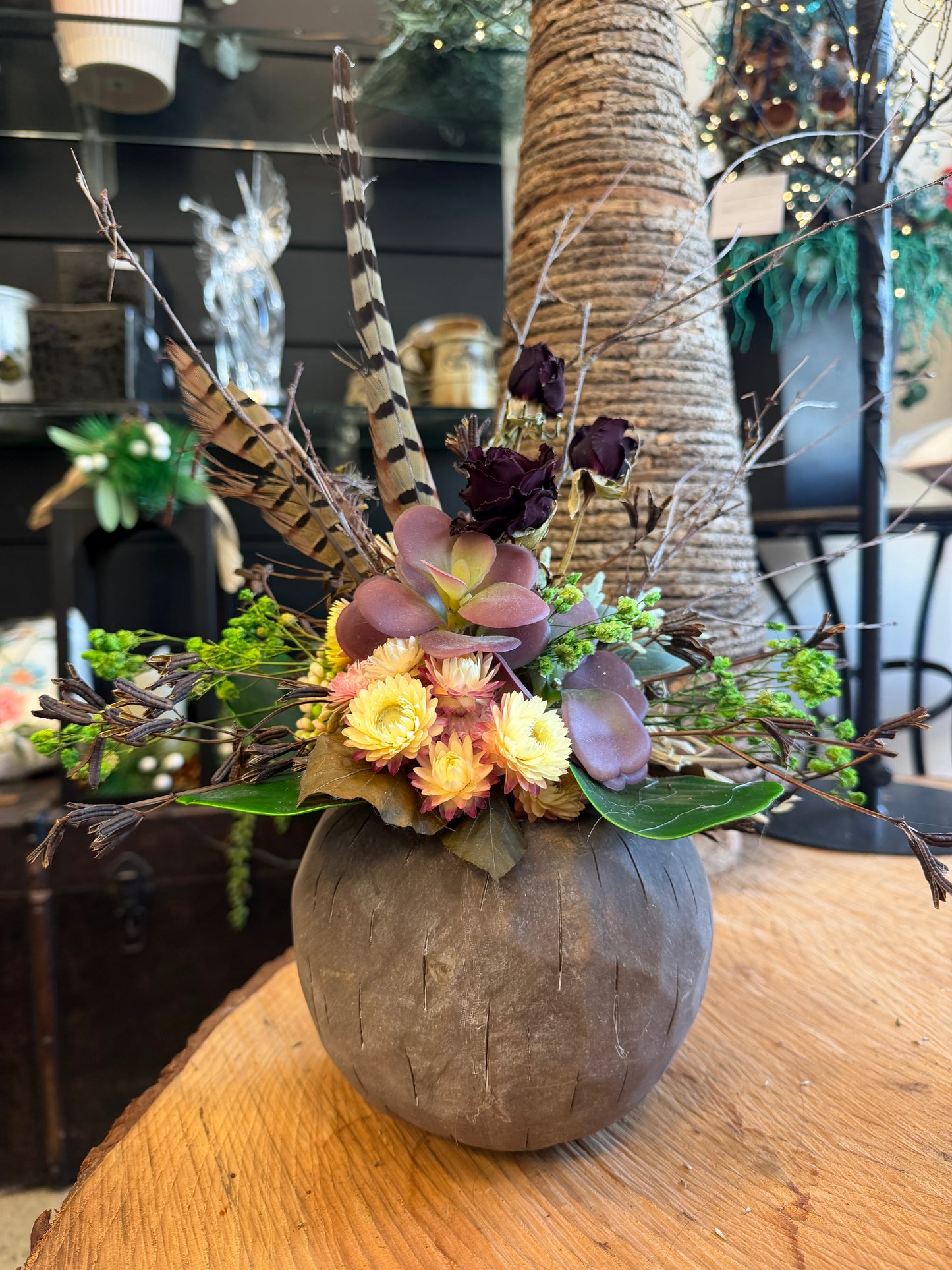 Rustic Dried Flower Bowl Arrangement