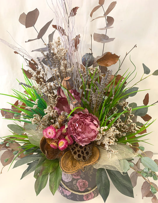 Dried Arrangement in Hat Box