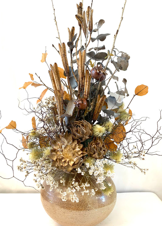 Large Natural Dried Arrangement in Pottery Pot