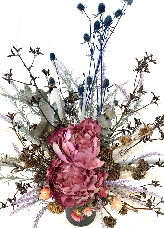Dried Arrangement in Blue and Pink