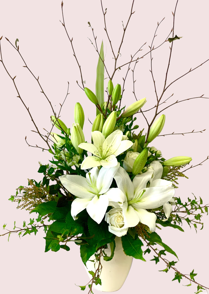 White Floral Arrangement in Vase