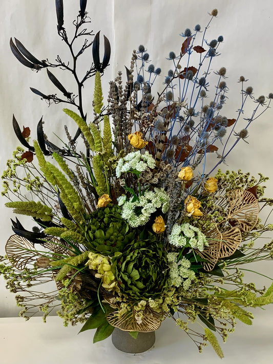 Green and Gold Dried Arrangement