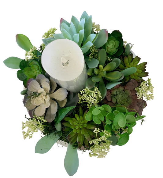 Succulent and Candle Table Decor