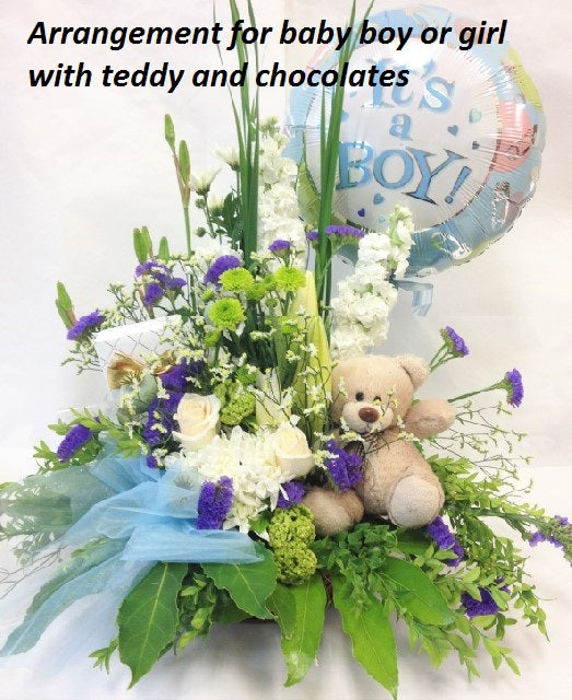 Baby boy or girl arrangement, baby, hospital, congratulations,