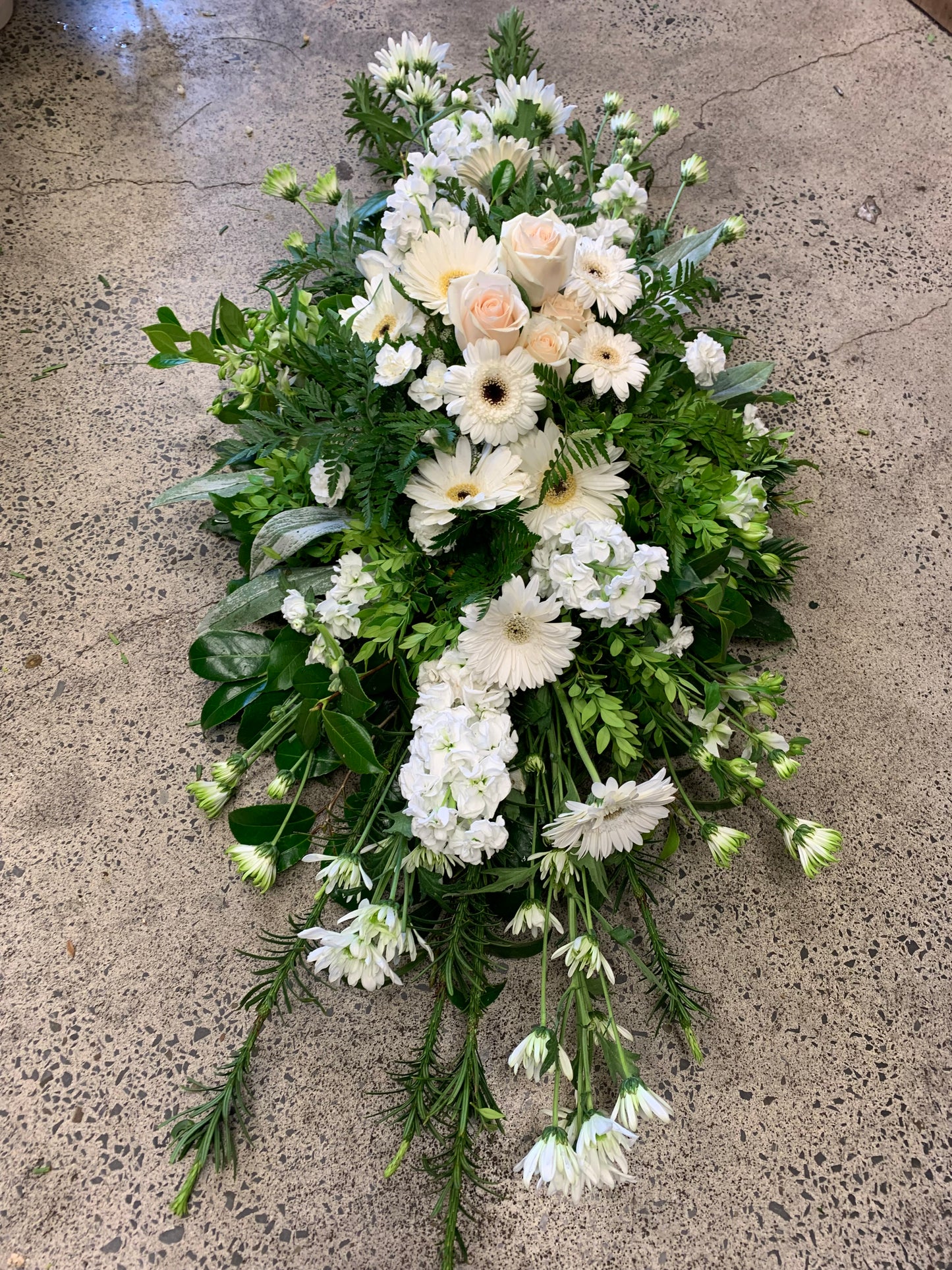 White and Green Funeral Casket