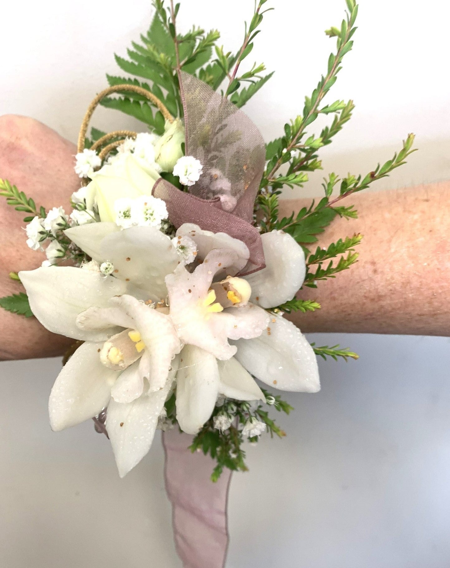 Wrist Corsage Orchid & Mini Roses
