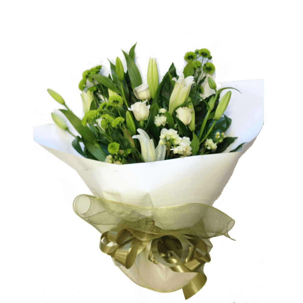 White Hand tied Bouquet, Anniversary, Birthday, Bouquets, Sympathy flowers, 